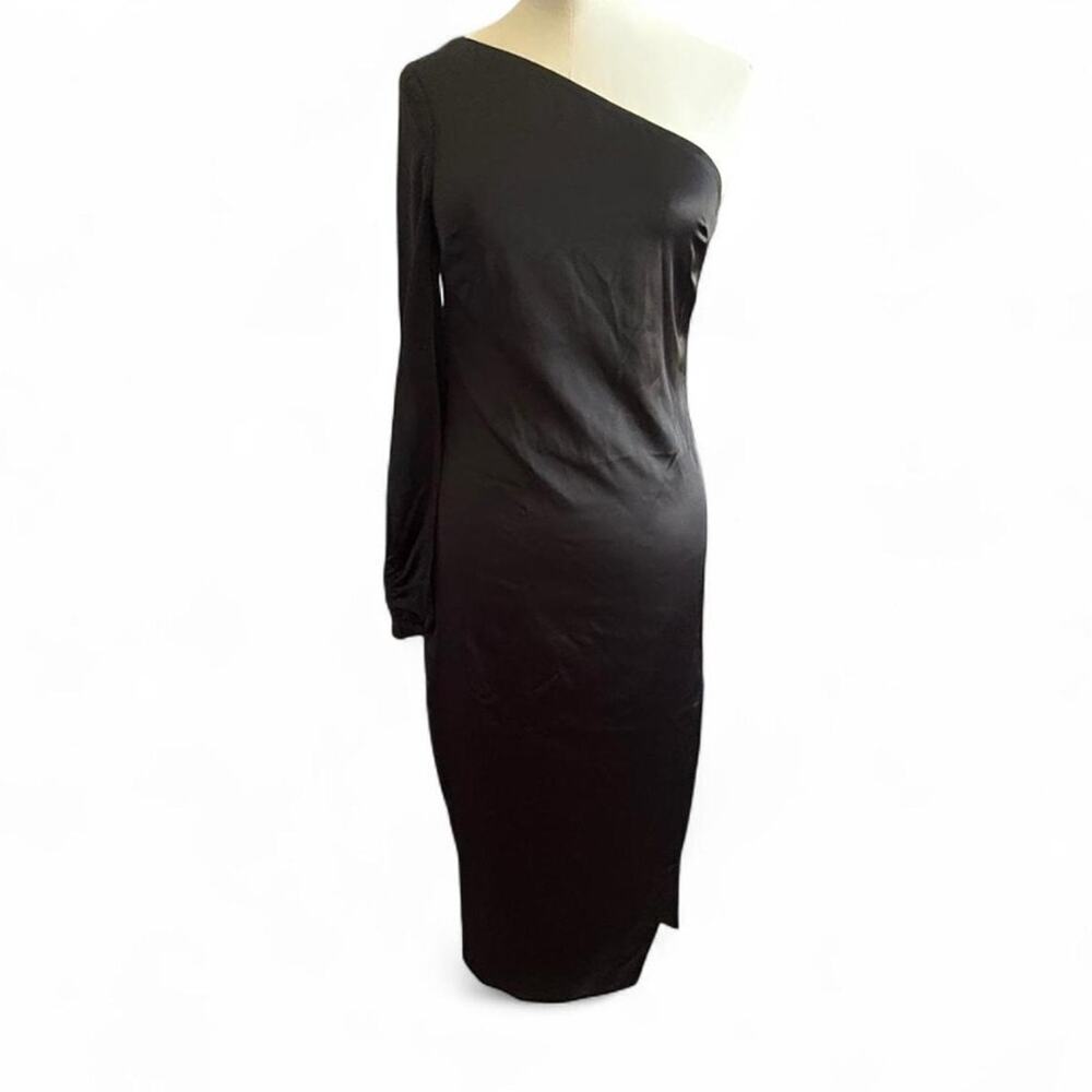 Staud Evening Gown Black Long Sleeve with One-Shoulder (sz 4) 269